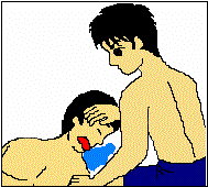 イラスト：水を吐いた場合の処置