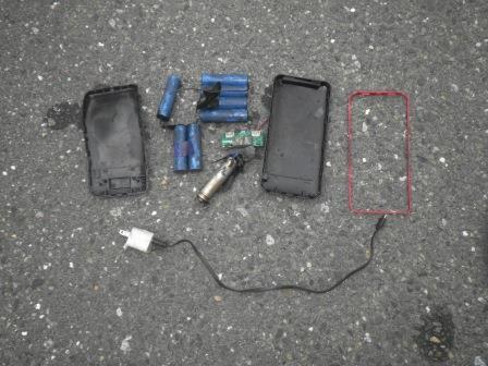 写真：焼損したモバイルバッテリー