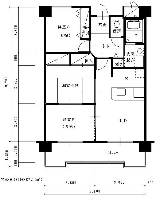 イラスト：本郷ハイツ　間取図