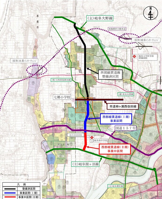 西部縦貫道線位置図