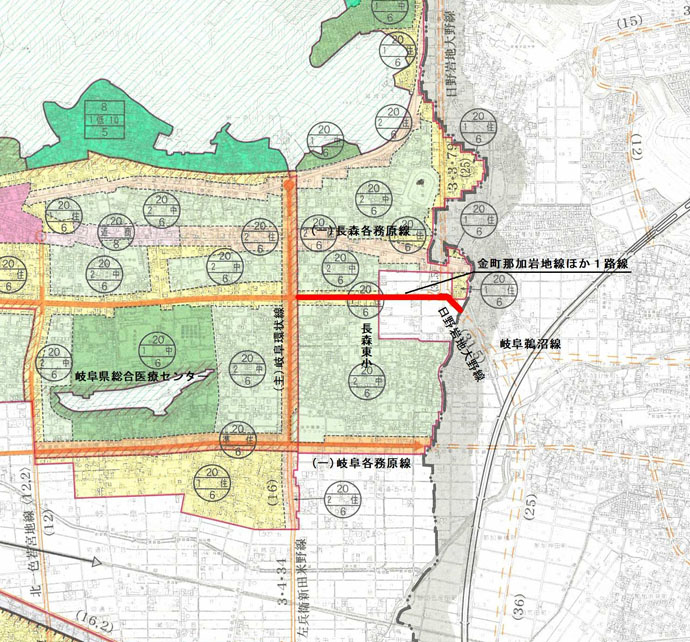 地図：金町那加岩地線ほか1路線位置図