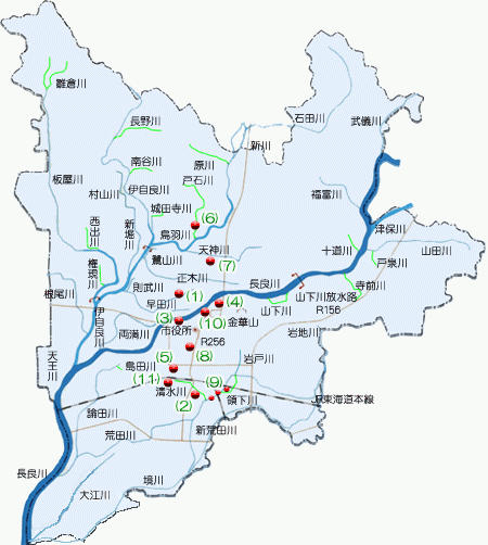 地図：コミュニティ水路整備事業　整備箇所