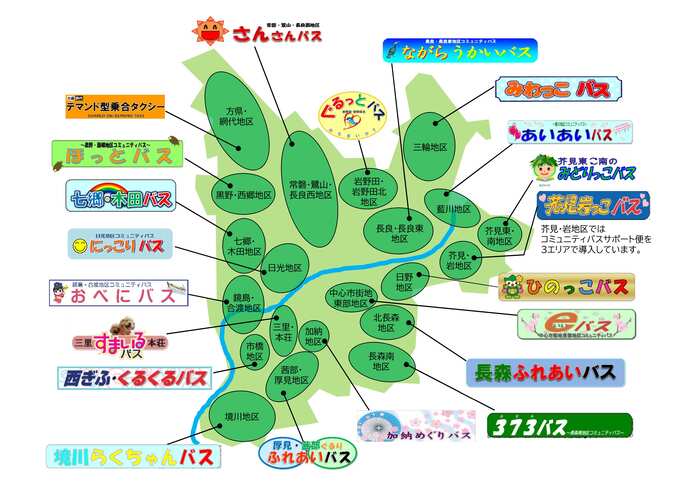 図:コミュニティバス・デマンド型乗合タクシー運行地区