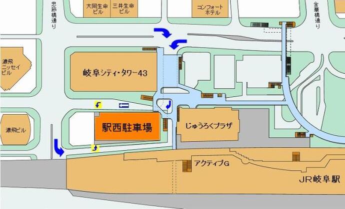 駅西駐車場周辺地図