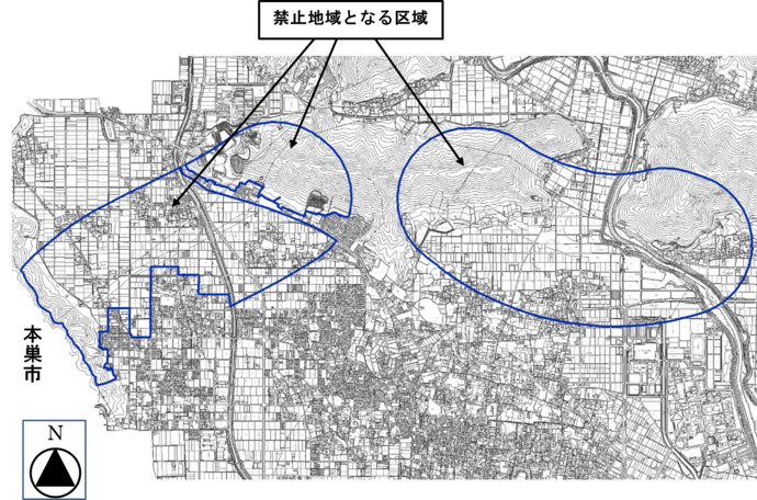 地図：禁止地域(岐阜IC付近以西）