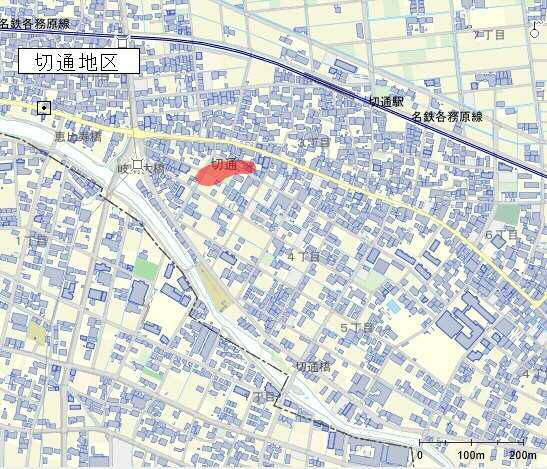 地図：切通地区における汚染範囲
