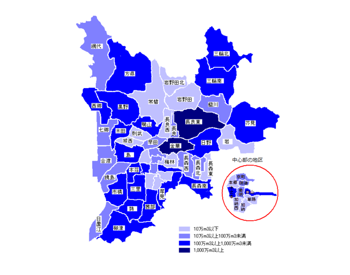 イラスト：揚水量の分布