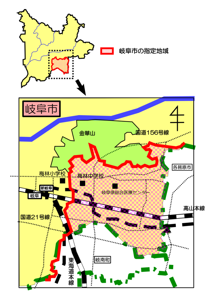 岐阜市の指定地域図