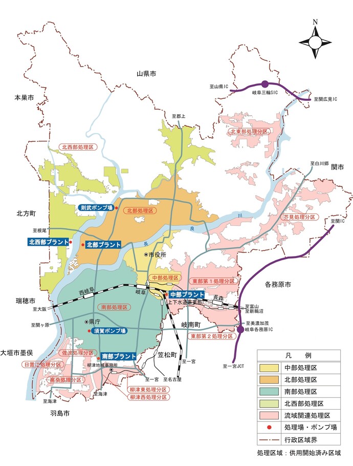 地図：下水道処理区域図