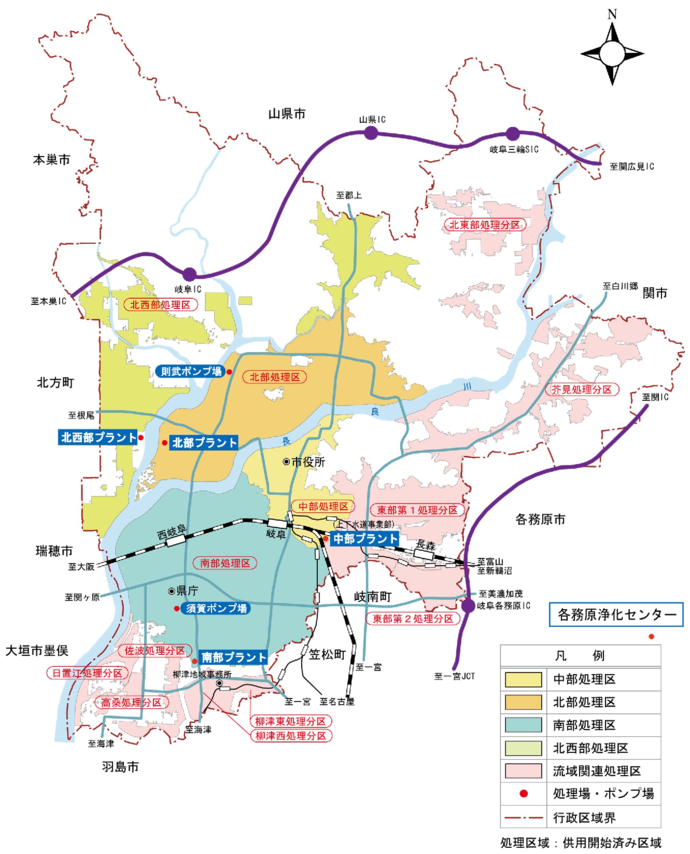 地図：下水道処理区域図