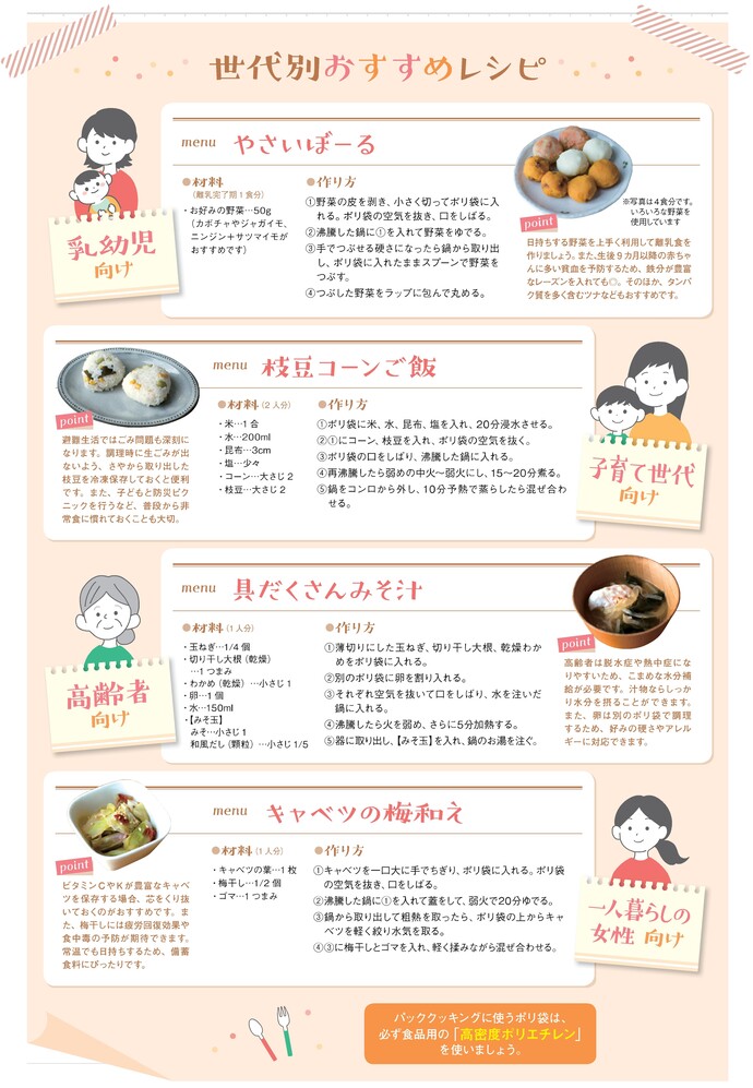 世代別おすすめレシピ