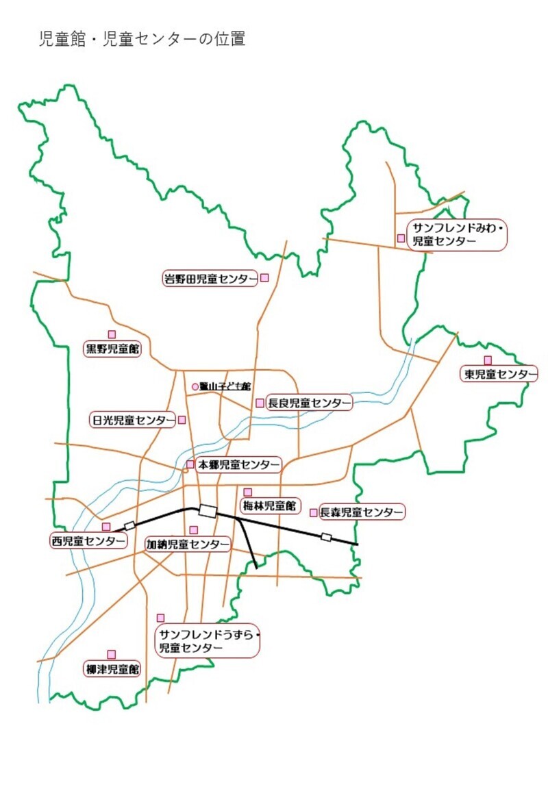 岐阜市内の児童館・児童センターの地図