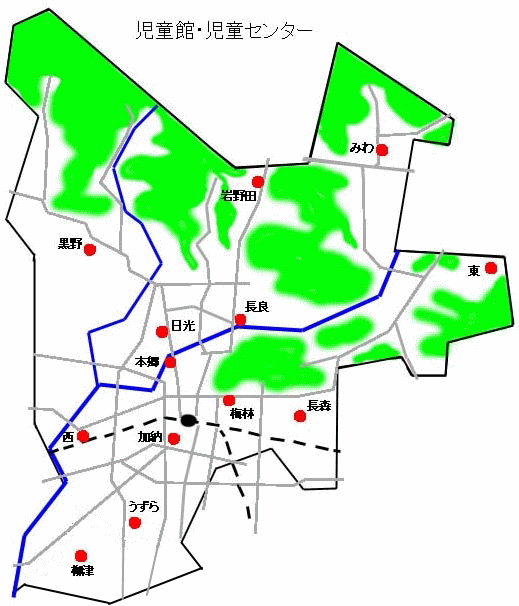 児童館・児童センターの所在地図