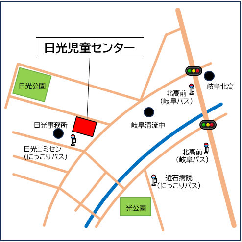 日光児童センターの周辺図（略図）