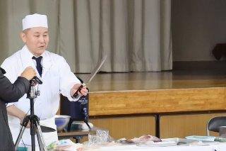 写真：岐北中学校　食育講話、実践1