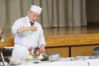 写真：岐北中学校　食育講話、実践2