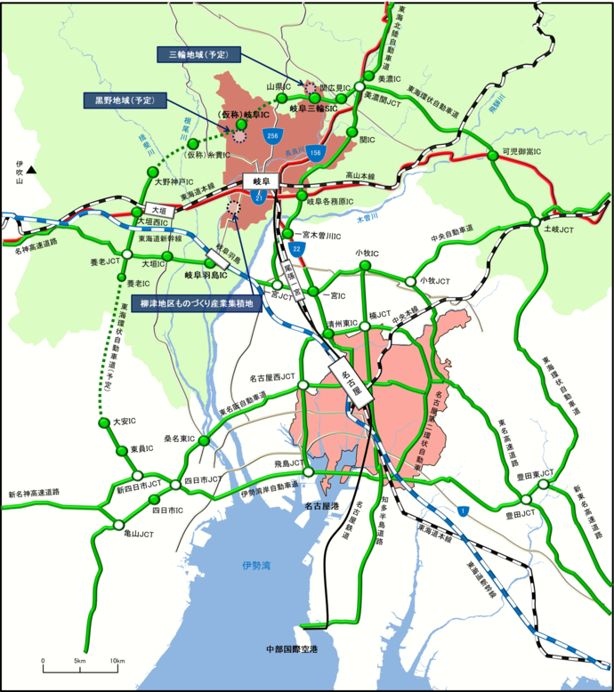 岐阜市ものづくり産業等集積地位置図
