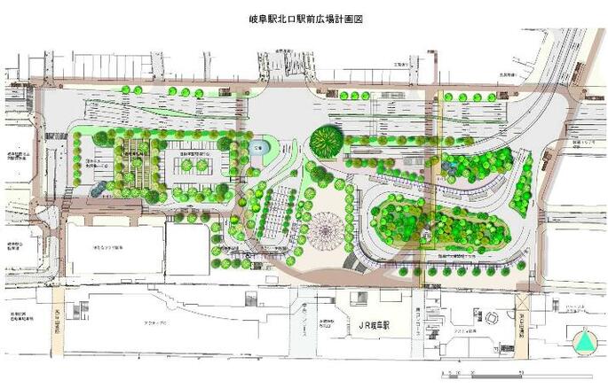 位置図：岐阜駅北口駅前広場計画図