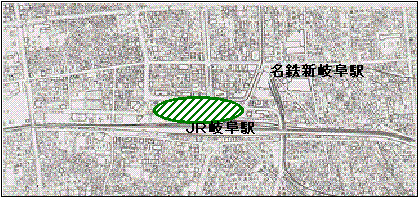 地図：岐阜駅北口駅前広場の位置