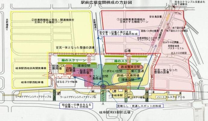 地図：駅前広場の空間構成の方針図