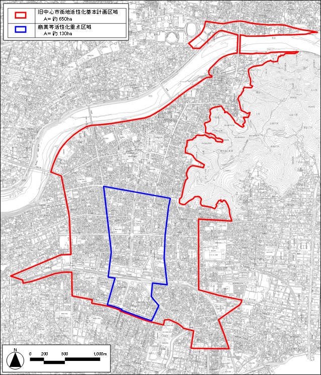 地図：旧岐阜市中心市街地活性化基本計画区域図