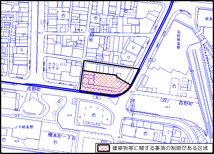 地図：吉野町五丁目東地区地区計画区域図