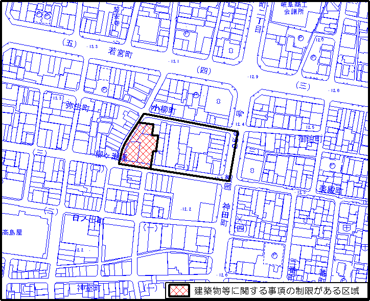 地図：柳ケ瀬通北地区地区計画区域図
