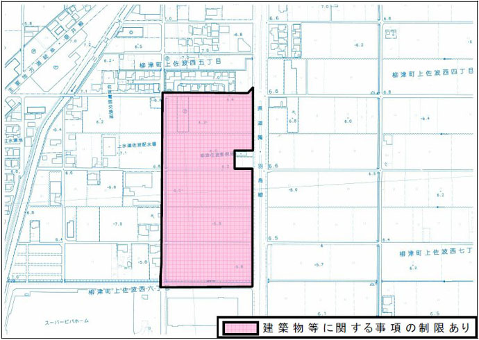 地図：柳津町上佐波西地区地区計画区域