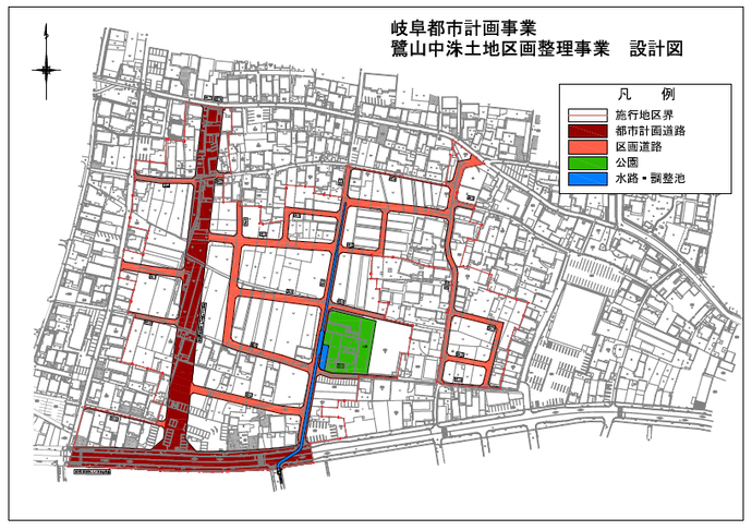 地図：土地区画整理事業の設計図