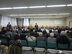 写真：設立総会において、岐阜市長が祝辞を述べている様子
