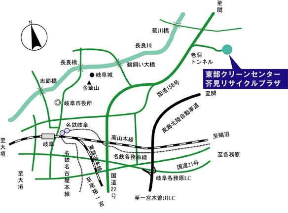 地図：東部クリーンセンターへの道順