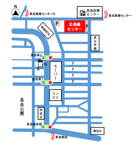 地図：北保健センター　周辺拡大図