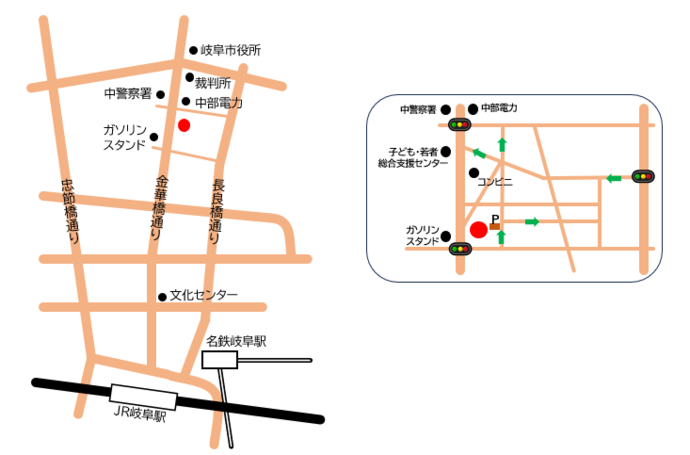 ドリームシアター岐阜の周辺図（略図）