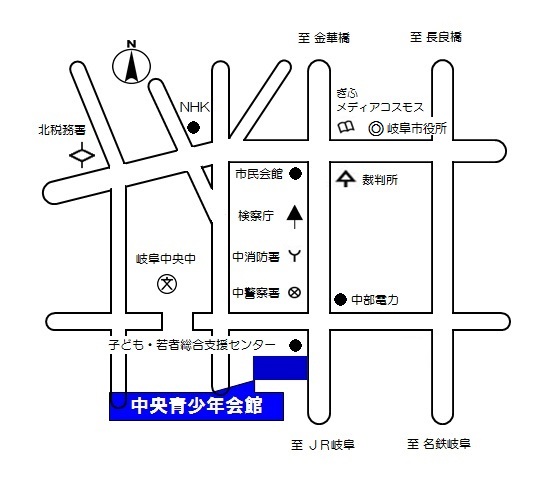 地図：中央青少年会館へのアクセス