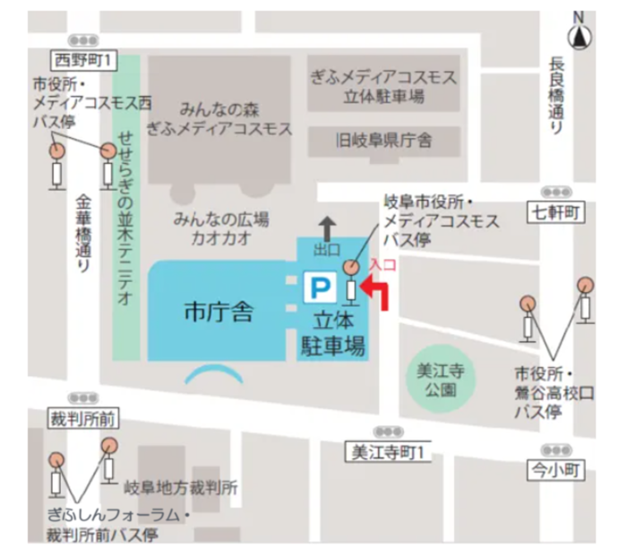 市庁舎周辺地図