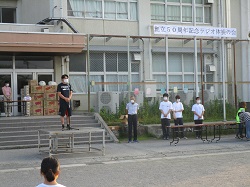 西郷青少年育成市民会議50周年事業「市長を囲んでふれあい西郷地域づくりラジオ体操会」に出席し、あいさつ