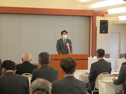 水防功労者表彰式および令和4年度岐阜市水防協会定期総会に出席し、あいさつ