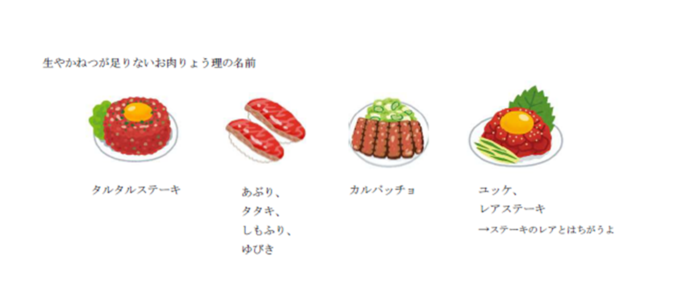 生や加熱が足りないお肉料理