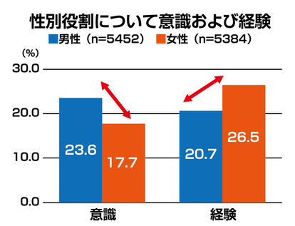 グラフ：性別役割について意識および経験