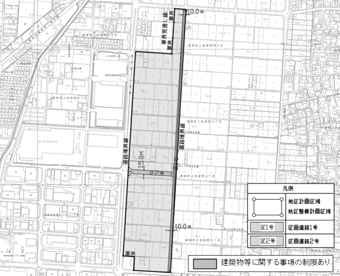柳津町上佐波西第2地区地区計画区域の図