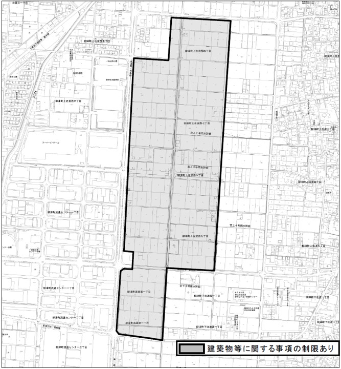 柳津町上佐波西第2地区地区計画区域の図