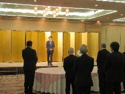 一般社団法人岐阜県工業会新春交流会に出席し、あいさつの様子