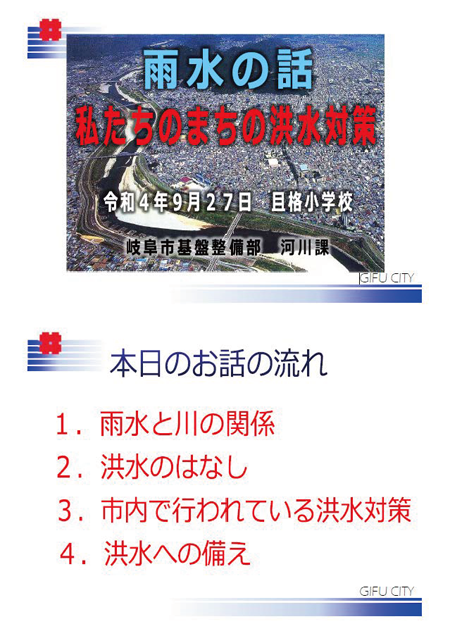 表紙：雨水と川の関係　わたしたちのまちの洪水対策