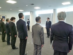 就任水防団長辞令交付式の様子