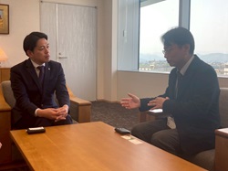 岐阜地方気象台長 土井内則夫氏が着任のあいさつの様子
