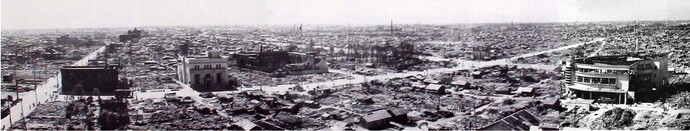 焼けあとのパノラマ写真