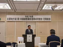 主要地方道関・本巣線整備促進期成同盟会定期総会に出席し、あいさつ及び議事進行