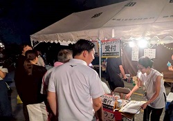 細畑夏祭りに出席し、あいさつ（細畑公民館）
