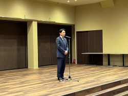 岐阜市中消防団幹部との意見交換会に出席し、あいさつ