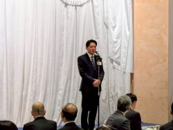 岐阜市南消防団幹部との意見交換会に出席し、あいさつ